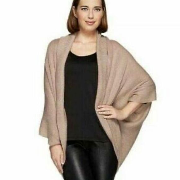 MARVELUSH for Layers by Lizden Navy Blue Ribbed Soft Batwing Cardigan Shrug - Picture 7 of 8